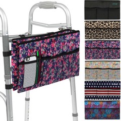 Elegant Walker Bag: Pink Floral Water-Resistant Pouch for Seniors & Caregivers