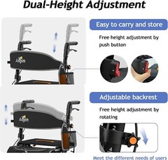 Foldable Rollator Walker w/ 8″ All Terrain Rubber Wheels w/ seat and backrest