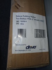 Drive Medical Deluxe Folding Walker 10210-1 Adult Two Button 5″ Wheels Mobility