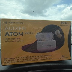 Audien Hearing Atom Pro 2 CIC Rechargeable Hearing Aids w/ UV Cleaning Dock