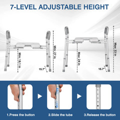 TESOBI Raised Toilet Seat Handles 500lb Adjustable Width Height Gray
