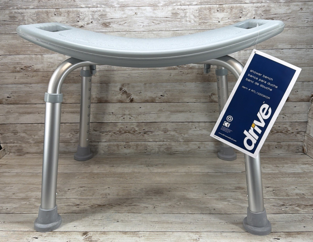 Drive Medical Bathroom Safety Shower Tub Bench Chair Gray RTL12203KDR