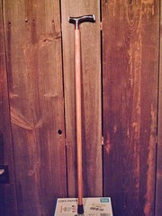 walking stick BLACK BUFFALO handle tapered RED OAK wood shaft Rubber bottom USA