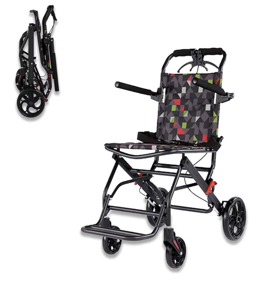 Transport Travel Wheelchair Lightweight Foldable 15.5lb Senior and Kids 220lbs
