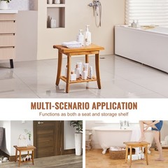 Uimoso Teak Shower Bench 20 x14.3 x 17.9 in Wood Shower Stool Chair for Bathroom