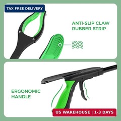 51″ Heavy Duty Grabber Reacher Tool, Black & Green | For Seniors/Disabled/After