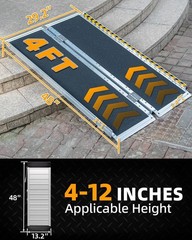 Lightweight 4FT Wheelchair Ramp, Non-Slip Surface