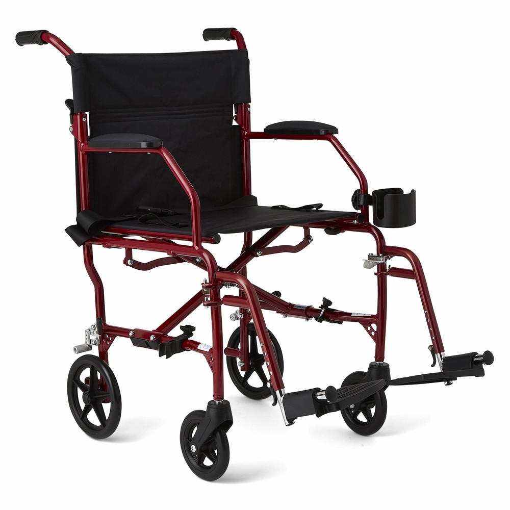 Medline Ultra Lightweight Transport Wheelchair for Adults, Foldable, 19-Inch …