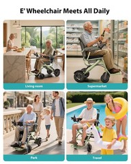 33lb Lightweight Electric Wheelchairs for Adults, 20 Mi & 360W Dual Motor, Cyan