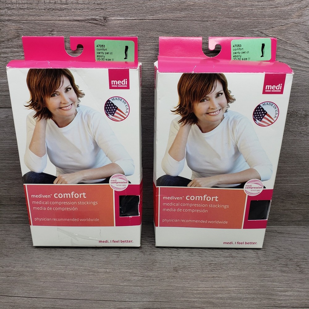 Medi Comfort Pantyhose Petite Closed Toe Size III 20-30mmHg Ebony x2 Pairs 47053