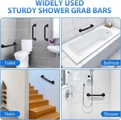 Sturdy 18 Inch Black Grab Bars Made from 304 Stainless Steel for Bathroom Safety