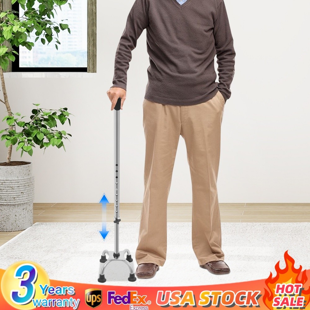 Stainless Steel Stretchable Walking Cane For Elderly Mobility Aid 9-Gear Height