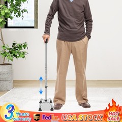 Stainless Steel Stretchable Walking Cane For Elderly Mobility Aid 9-Gear Height