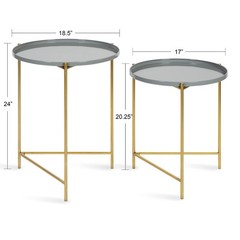 Kate And Laurel Ulani Modern Nesting Side Table Set Of 2 Gray And Gold
