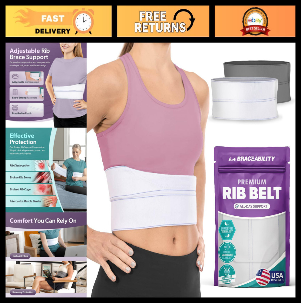 Rib Brace Compression Wrap for Men & Women – Chest Support for Fractured Ribs, C