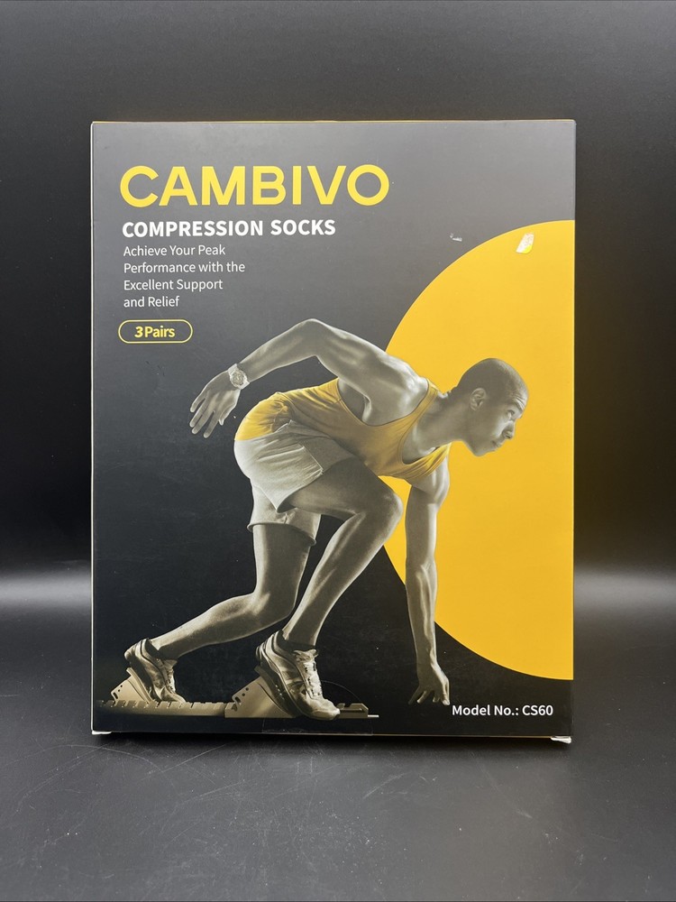 3 Pair Cambivo Compression Socks CS60 Black Small/Medium
