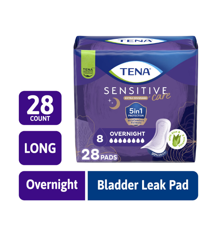 Tena Incontinence Pads, Bladder Control & Postpartum for Women, Overnight Absorb