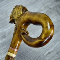 Cane Walking Stick Wooden carved Handmade – Native American