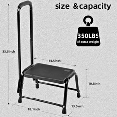 STEP STOOL WITH HANDRAIL HEAVY DUTY BEDSIDE BATHROOM MOBILITY AID FOR SENIORS