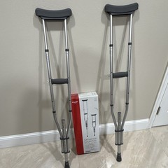 Equate Adult Adjustable Standard Underarm Crutches Pair Aluminum Silver/Gray