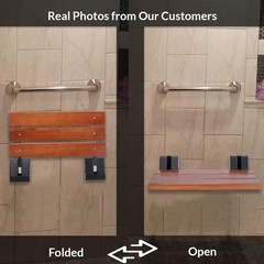 Folding Shower Seat Wall Mounted 20x15in Square Tube