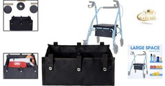 Large Under Seat Rollator Bag for Seniors Black, Fits Four Wheel Walkers