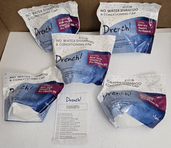 DRENCH! 5 Pk No Rinse Shampoo & Conditioning Cap aloe Vera Exp 3/28 Hair Aid