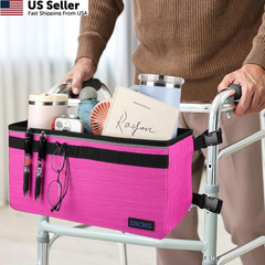 ZHCHG Walker Basket for Seniors, Accessories, Folding Bag pink