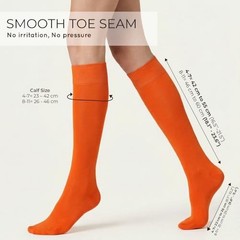 Knee High Socks for Women Men Combed Cotton Seamless Toe Tall Long 8-11 Orange