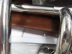 Natural Dark Teak Wood Folding Shower Seat with Chrome Accents – 15″ x 12.875
