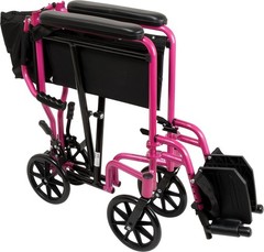 Lightweight 20 lb Foldable Transport Wheelchair with 19“ Seat – Pink Elegance
