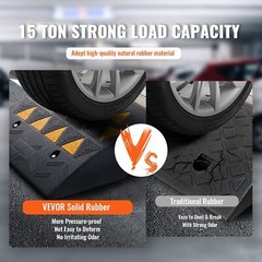 2-Pack 6″ Rubber Curb Ramps 15T/33069LB Capacity Heavy Duty Driveway Ramps