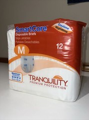 Tranquility SmartCore Disposable Briefs Adult Size Medium Diaper w/ Tabs Qty 12