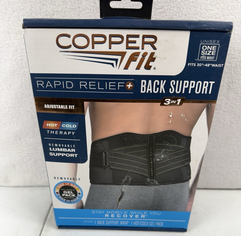 Copper Fit Rapid Relief 3-In-1 Hot/Cold Therapy Back Support One Size Fits Most