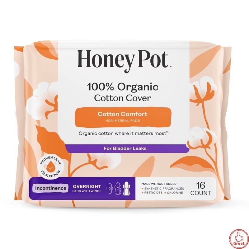 100% Organic Cotton Comfort Cover Incontinence Overnight – 16 ct