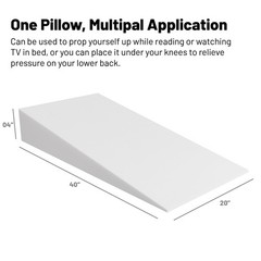 Spinal Sleep, Extra Wide Bed Wedge Pillow | Body Support 40″x20″x4″, White