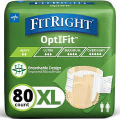 Adult Diapers, Extra Heavy Absorbency, XL (Waist Size 56In-64In), 80 Count, Opti