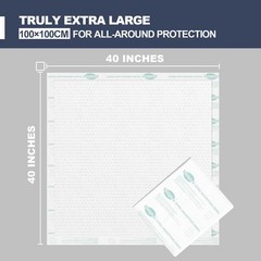 Heavy Duty Underpads 40×40 Inch – 180 Gram Absorbent Disposable Bed Pads, Lea