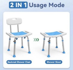 LOYODA ADJUSTABLE SHOWER CHAIR BATH STOOL W/ BACK 400 LB CAPACITY NEW