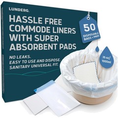 Medical Grade Commode Liners & Super Absorbent Pads – 50 Count Value Pack