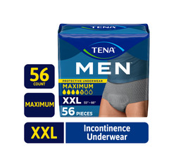 TENA Men Maximum Incontinence Underwear XXL 56 Ct 55-66in Waist Absorbent