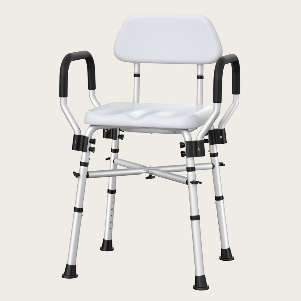 Bariatric Padded Shower Chair with Arms Back 500 Lbs Heavy Duty Adjustable