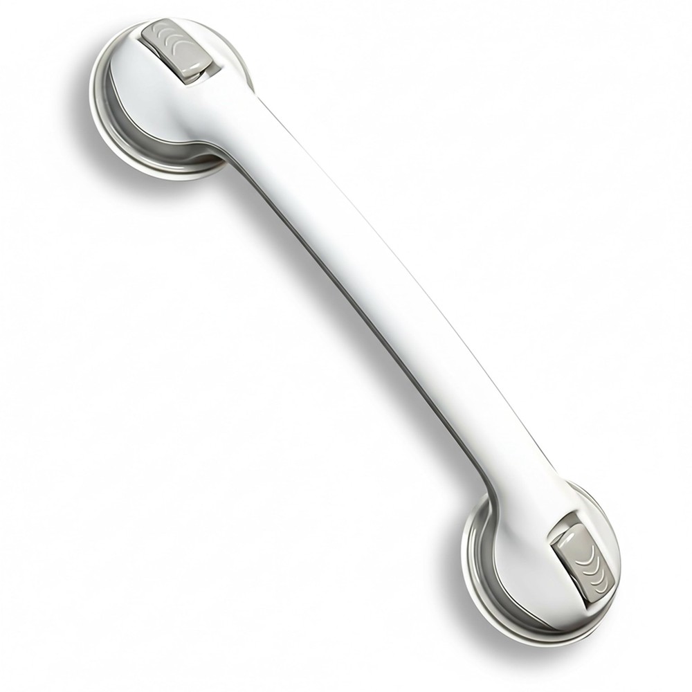 16-Inch Suction Cup Grab Bar in White & Grey â€“ Ultimate Bathroom Safety Handle