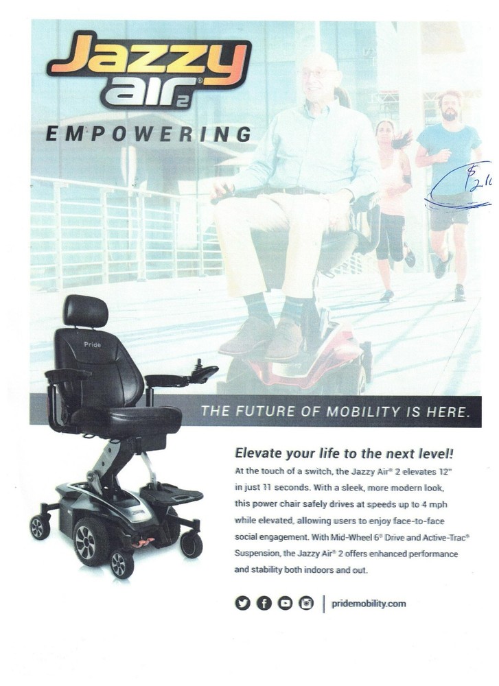 Jazzy Air® 2 Elevating Power Chair . Used. Black.
