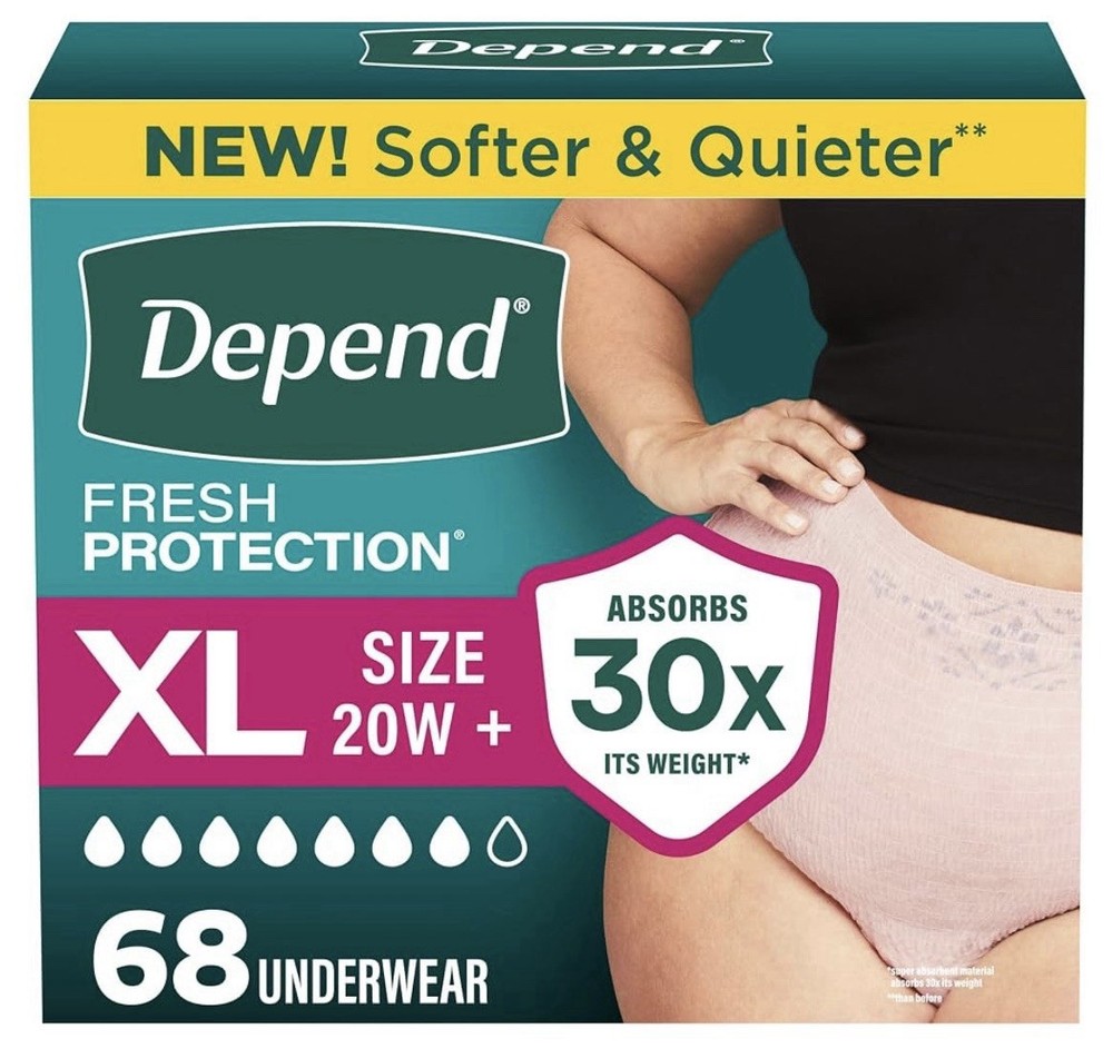 68 Count Depend Women’s XL Incontinence Underwear Panty Maximum Bladder Leak