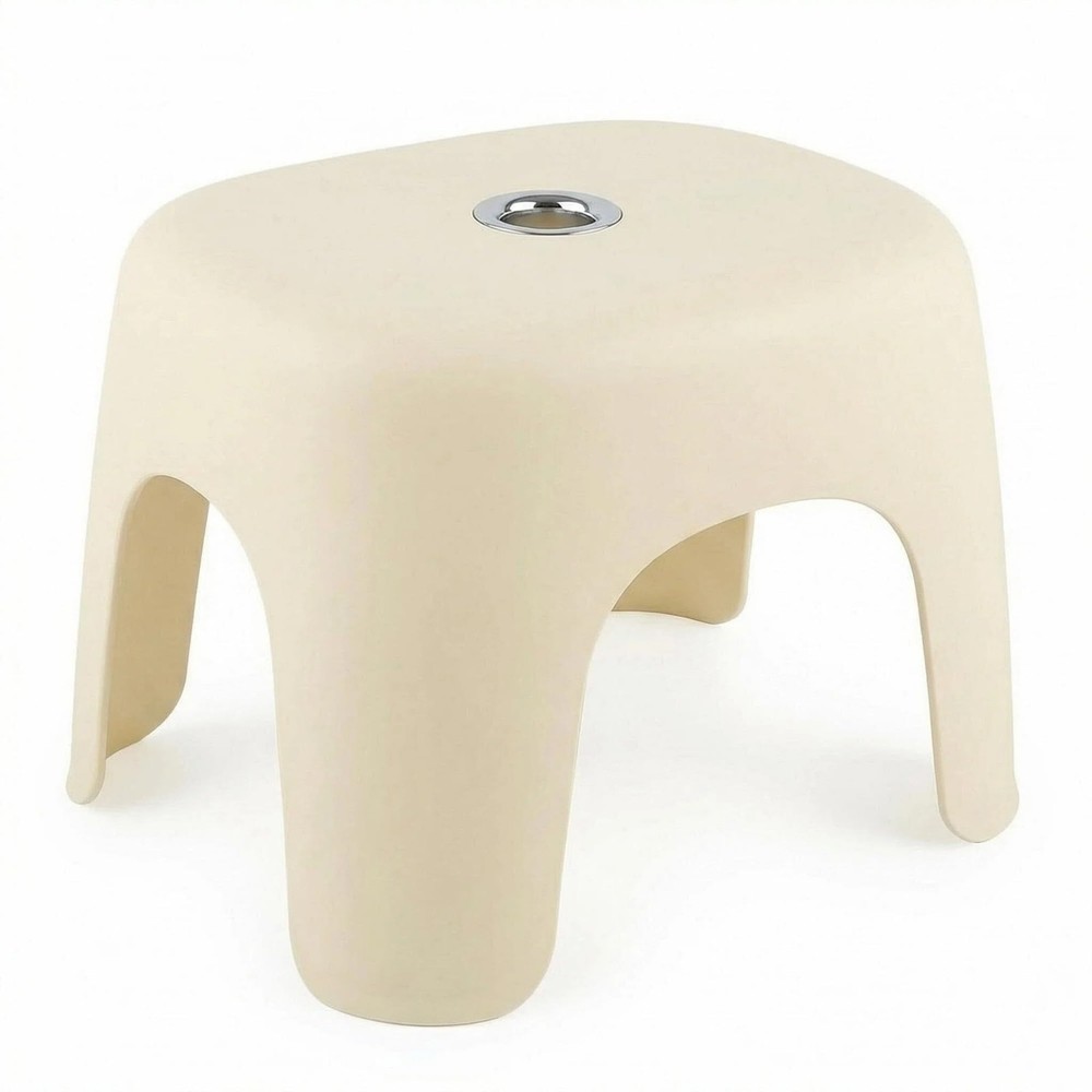 Plastic Step Stool Heavy Duty ABS Bathroom Shower NonSlip Light Beige