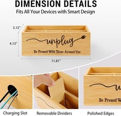 Bamboo Wood Phone Box – Unplug from Phones, Tablets, One Size, Original
