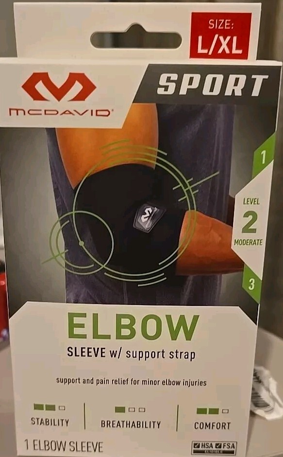 MCDAVID SPORT ELBOW COMPRESSION SLEEVE W/ SUPPORT STRAP SIZE L/XL