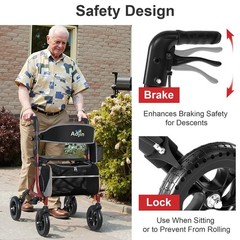 Aojin Rollator Walker for Seniors with Seat, Lightweight & Foldable, 8″ AllTe…