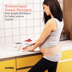 AZMED Maternity Belt Back Support – Adjustable Abdominal One Size, Beige